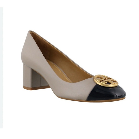 Tory Burch Shoes - Tory Burch Chelsea 50mm Nappa Leather Dust Storm/navy Cap Toe Pump Shoes New 11